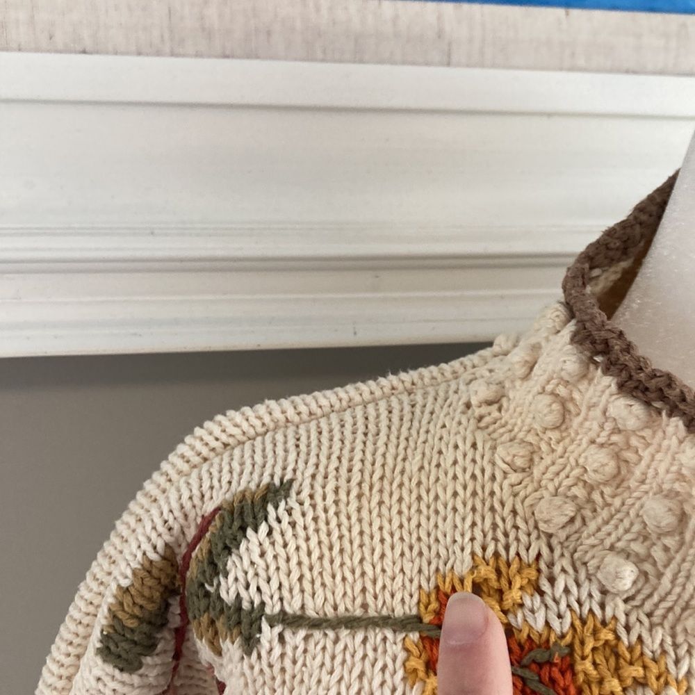 Vintage 90s Beldochpopper Fall Harvest Pumpkin Scarecrow Turtleneck Sweater S - Picture 5 of 14